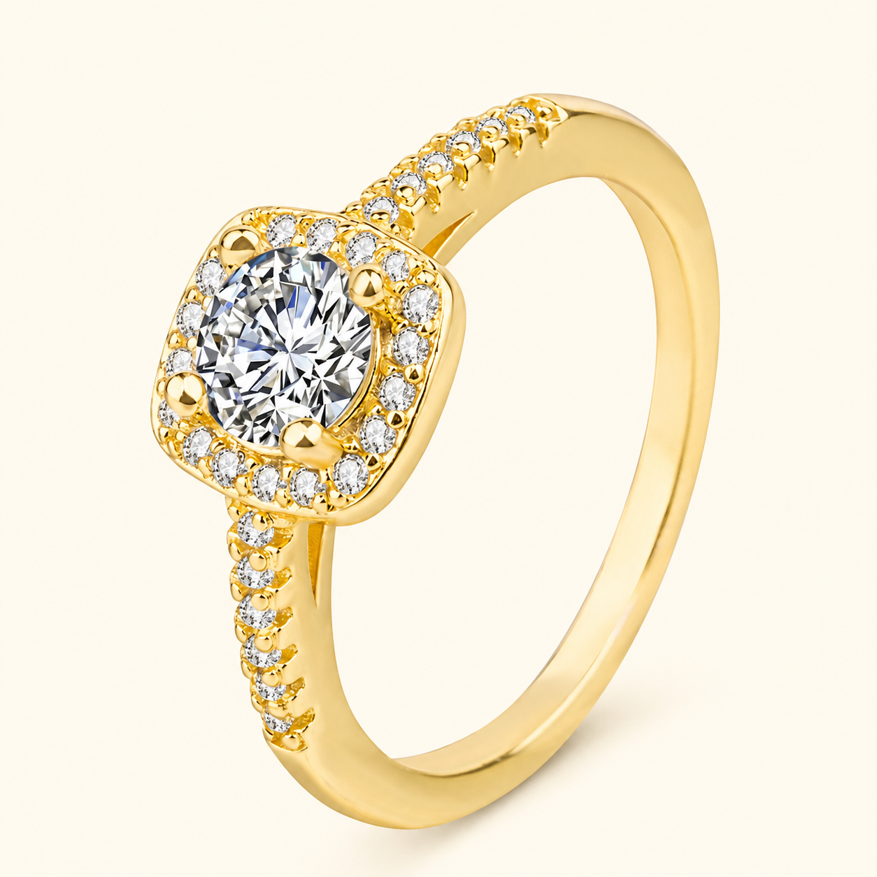 Square Glass Stone Ring