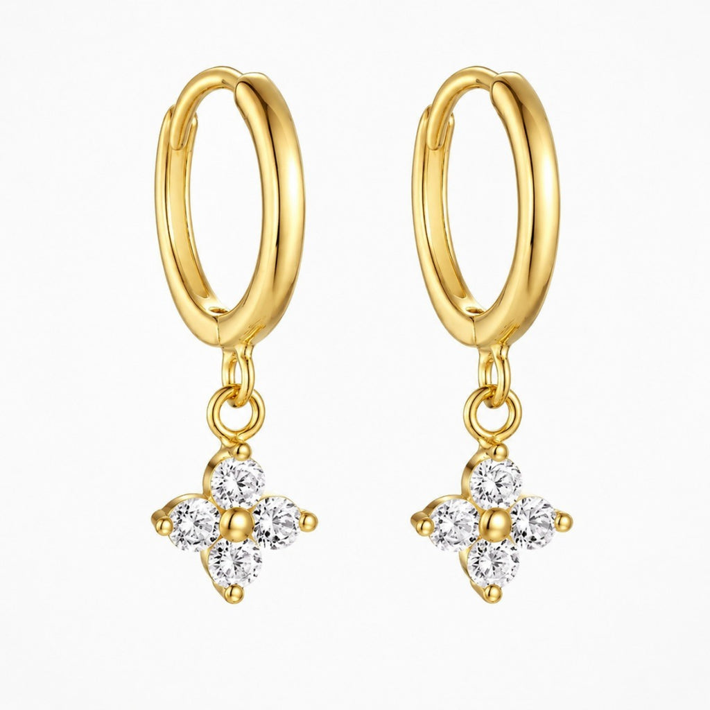Flower Drop Hoop Earrings