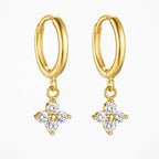 Flower Drop Hoop Earrings