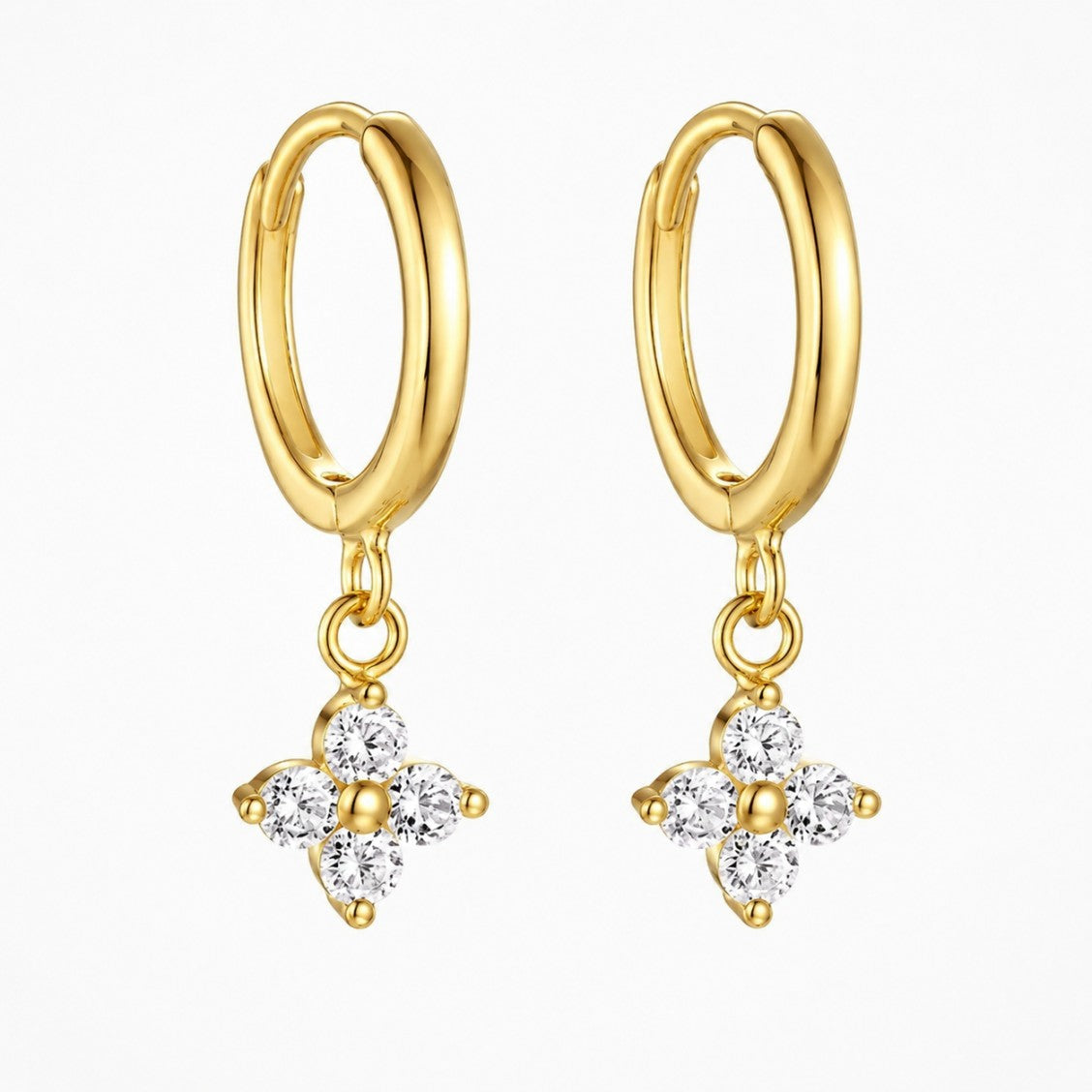 Flower Drop Hoop Earrings