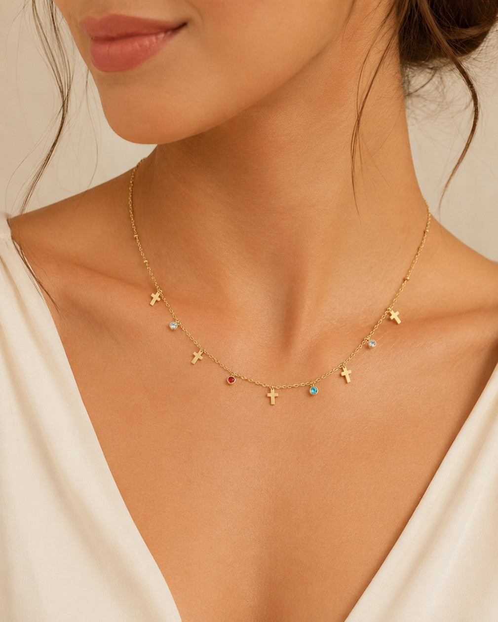 Golden Cross Charm Necklace