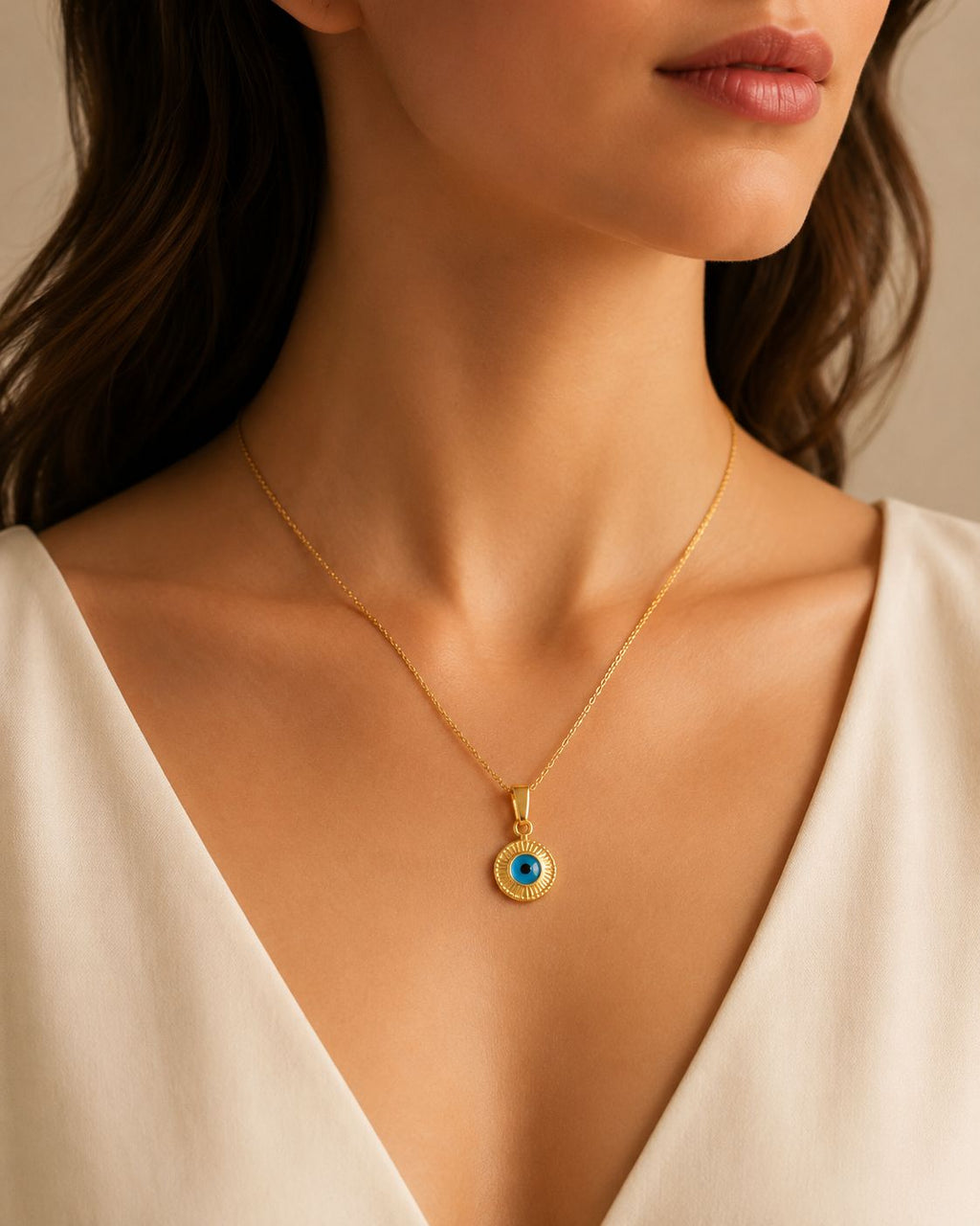 Golden Evil Eye Pendant Necklace