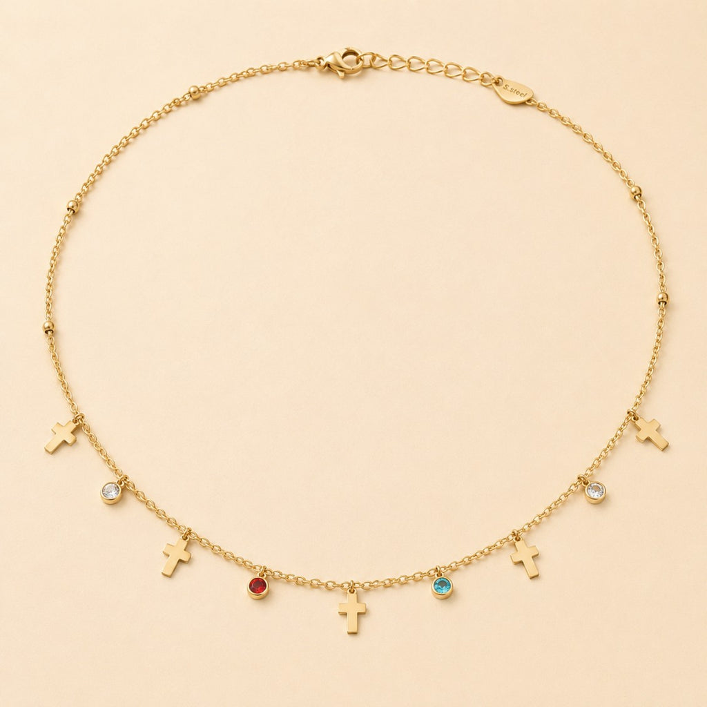 Golden Cross Charm Necklace