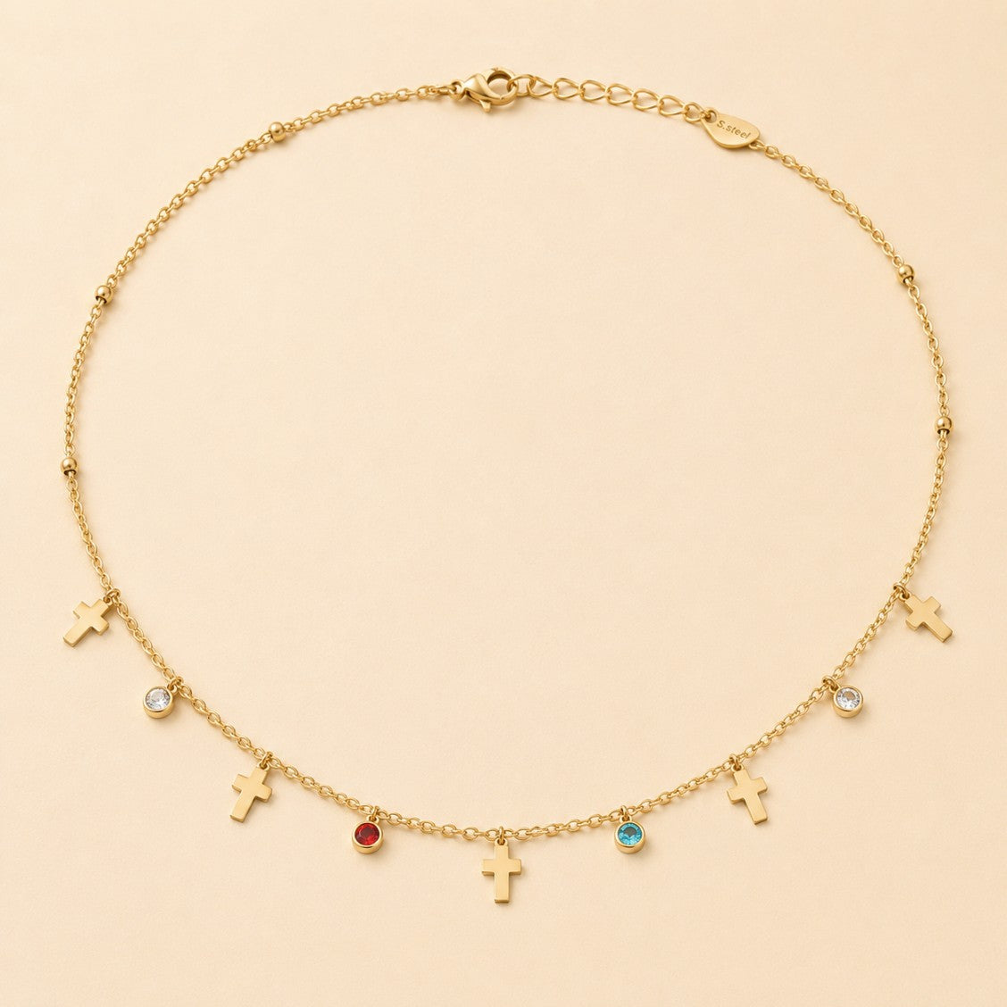 Golden Cross Charm Necklace