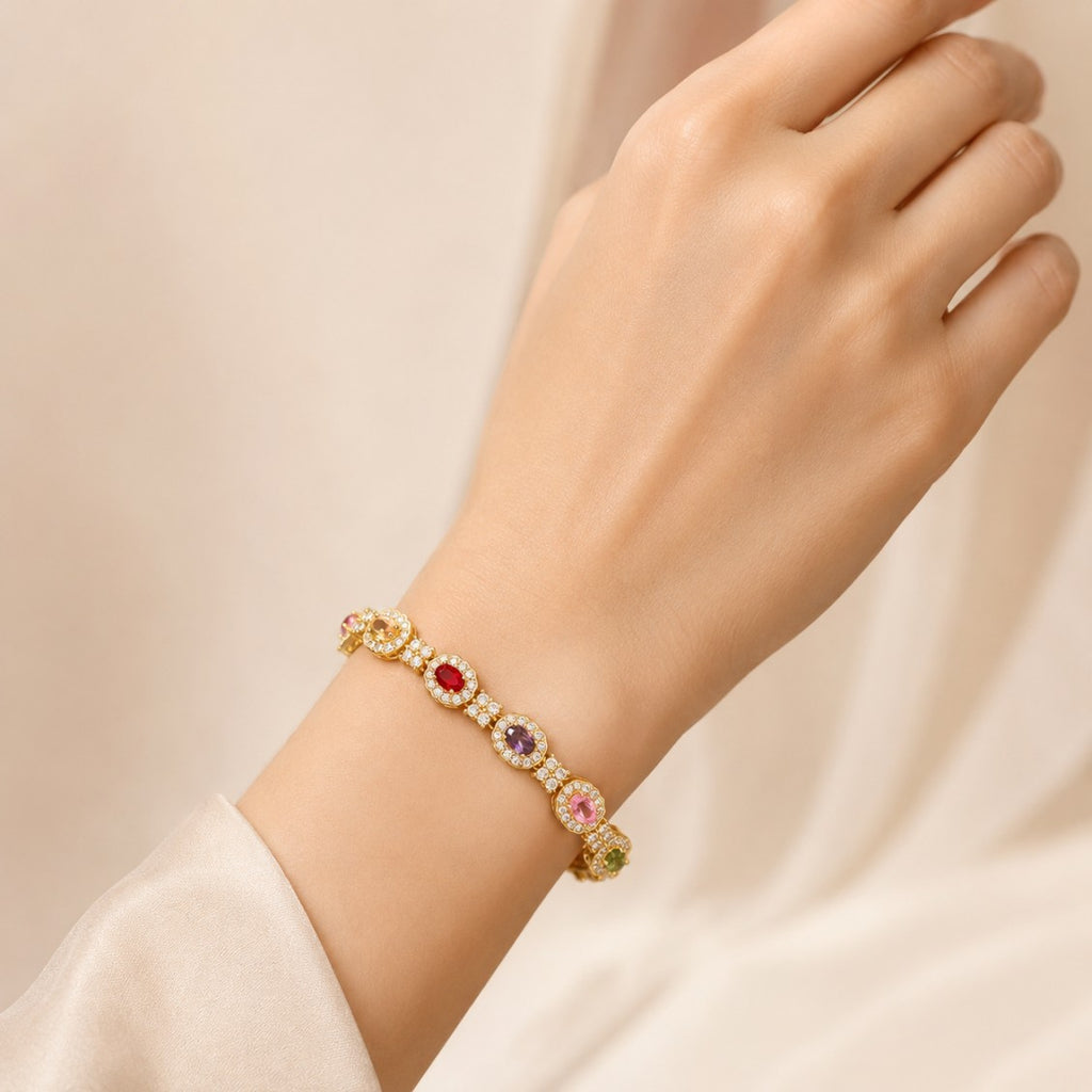 Golden Multi-Color Glass Stone Bracelet