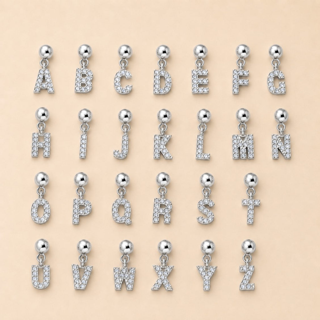 Glass Stone Initial Letter Necklace