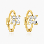 Floral Glass Stone Hoop Earrings