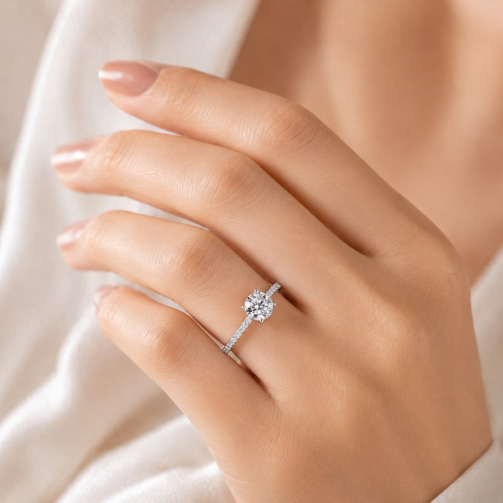 Solitaire Glass Stone Ring