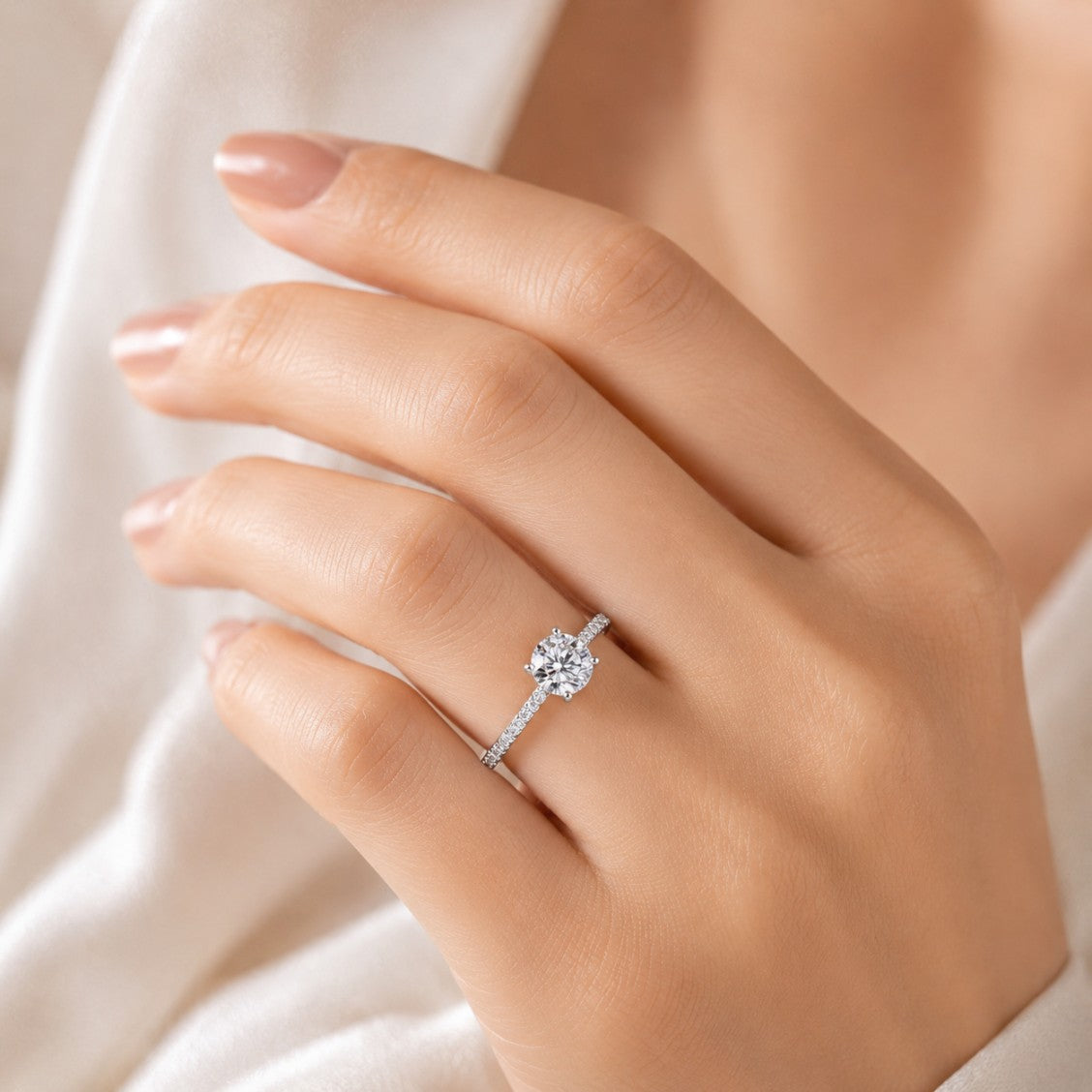 Solitaire Glass Stone Ring
