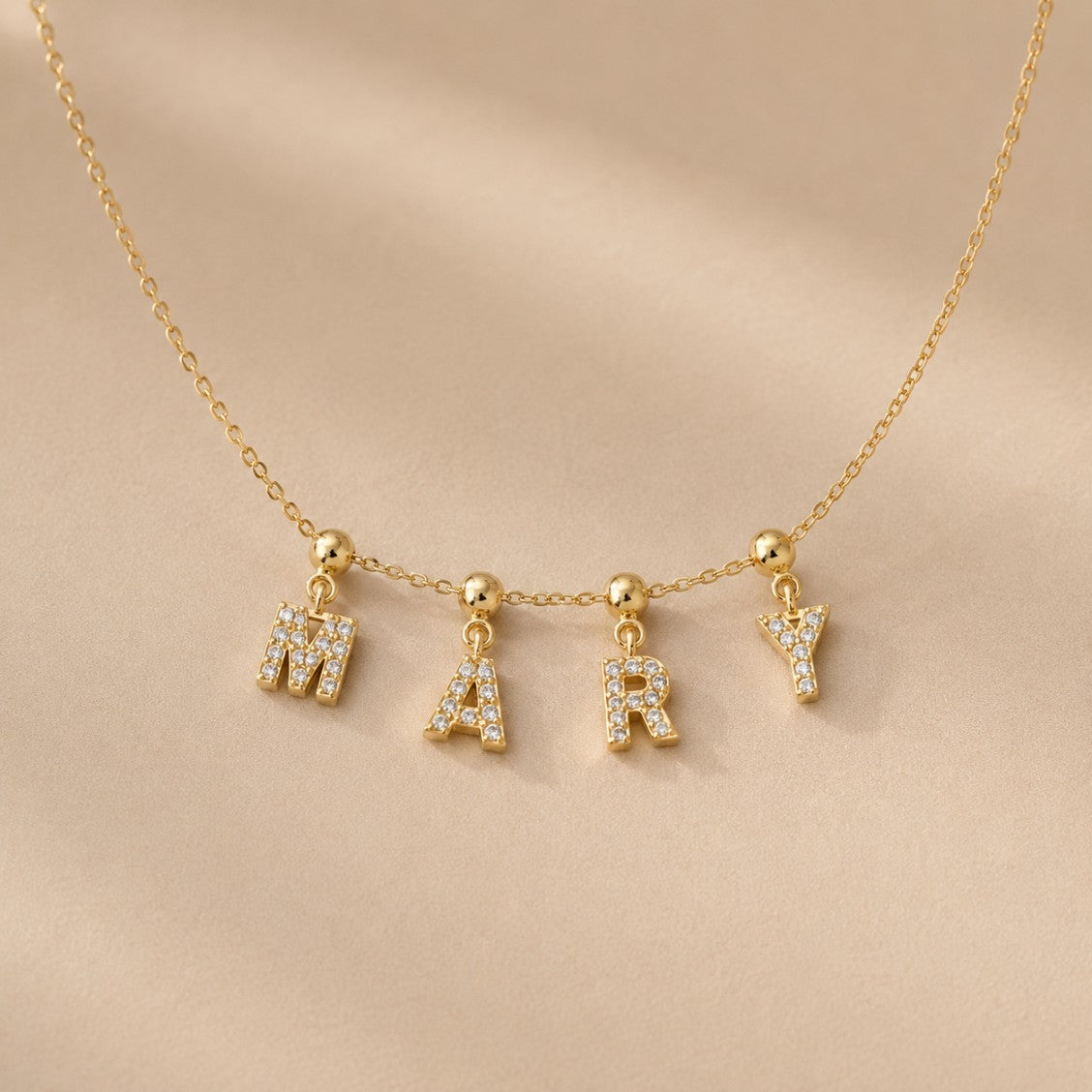 Glass Stone Initial Letter Necklace