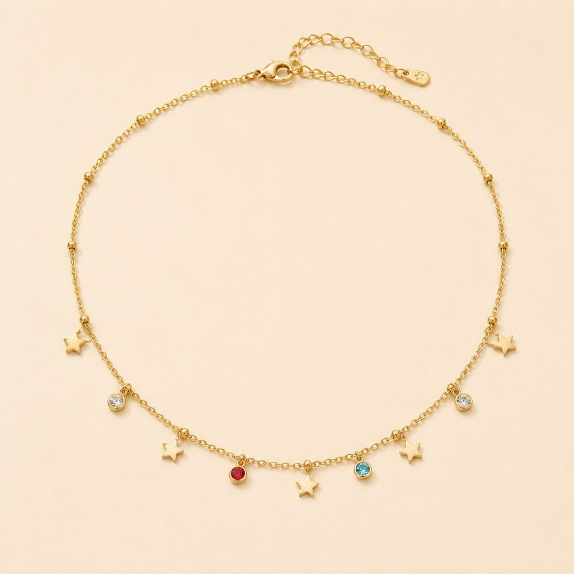 Golden Star & Crystal Charm Necklace