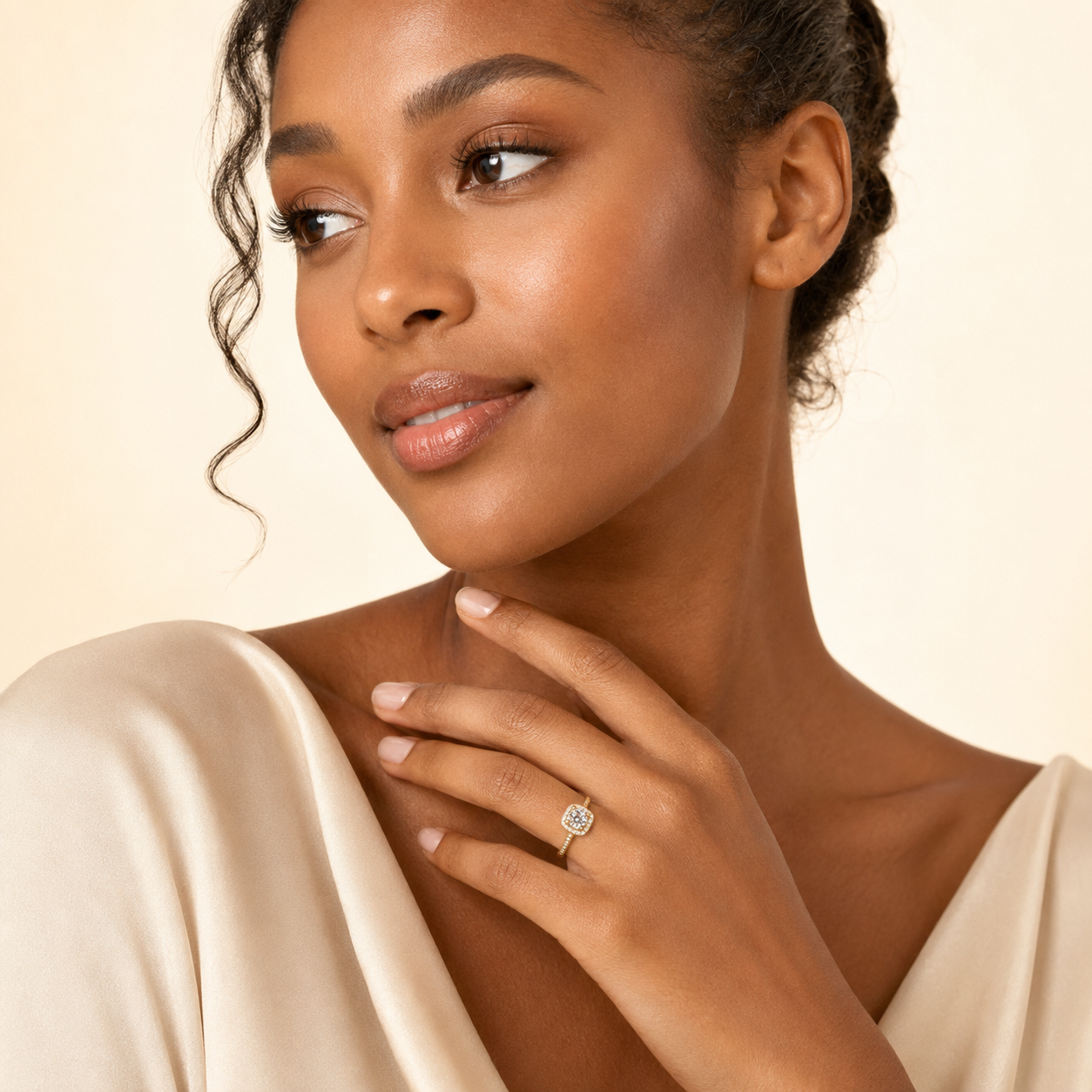 Square Glass Stone Ring