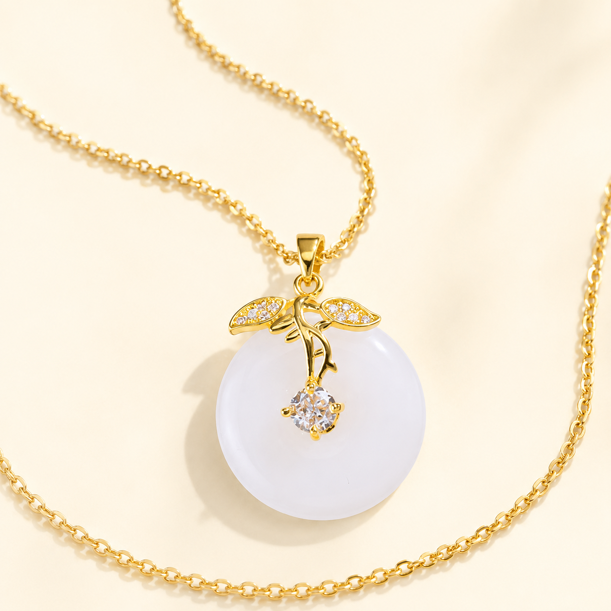 Ivory Botanical Disc Necklace
