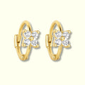 Floral Glass Stone Hoop Earrings