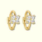 Floral Glass Stone Hoop Earrings