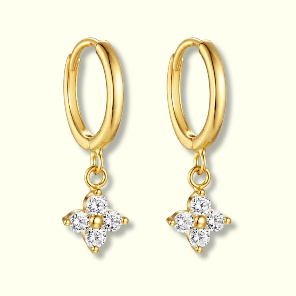 Flower Drop Hoop Earrings