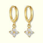 Flower Drop Hoop Earrings