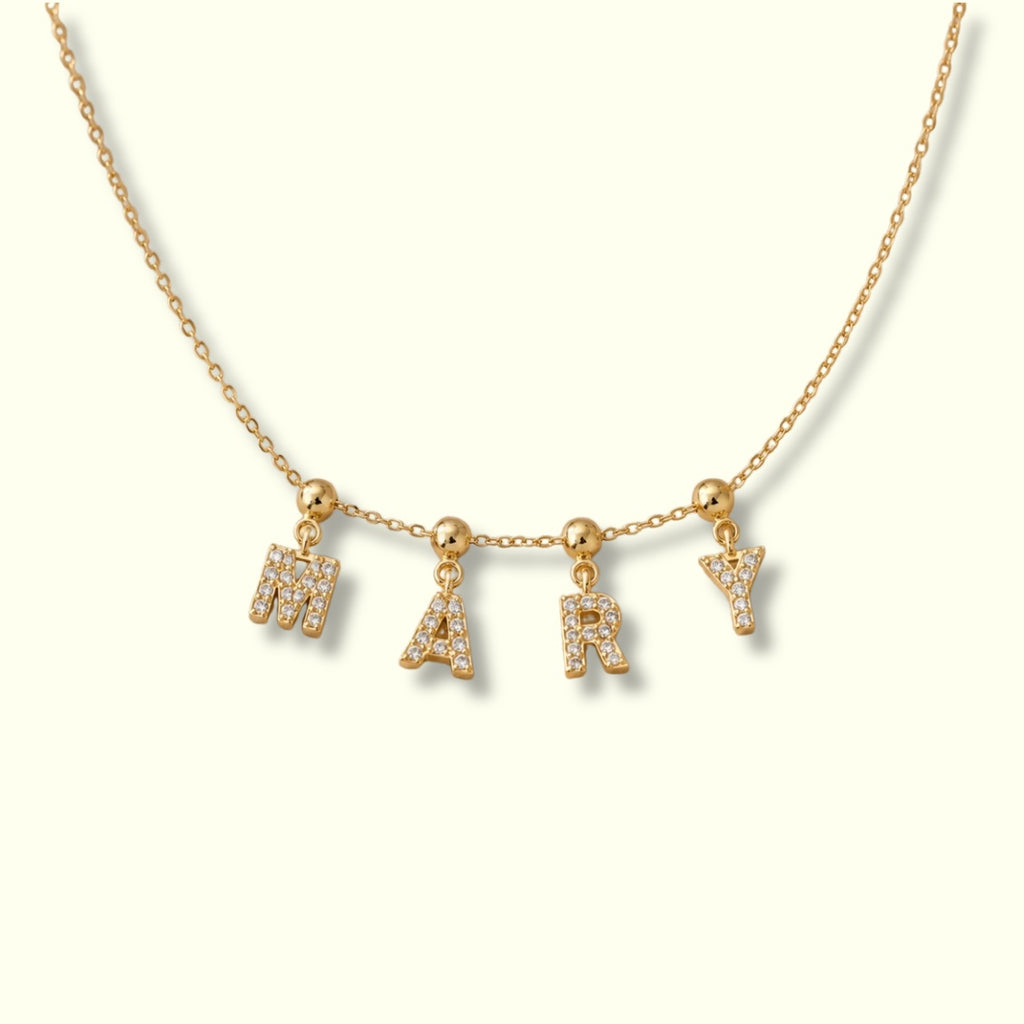 Glass Stone Initial Letter Necklace