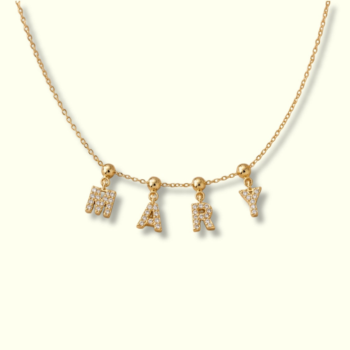 Glass Stone Initial Letter Necklace