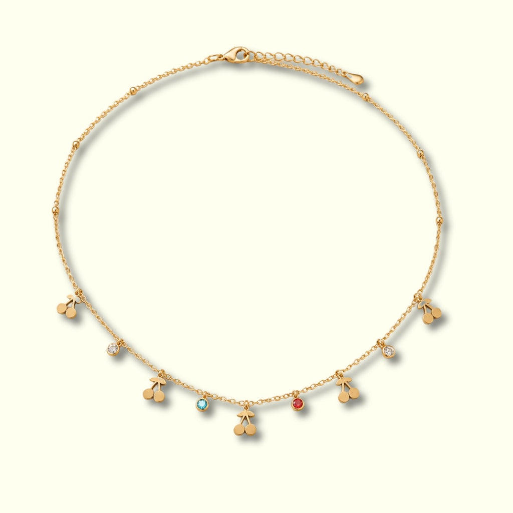Golden Cherry Charm Necklace