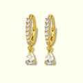 Golden Glass Stone Hoop Earrings