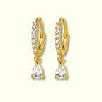 Golden Glass Stone Hoop Earrings