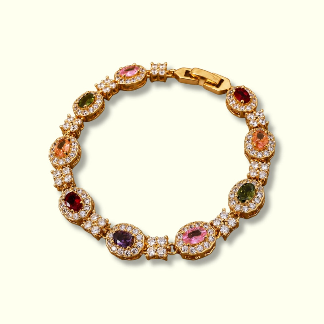 Golden Multi-Color Glass Stone Bracelet