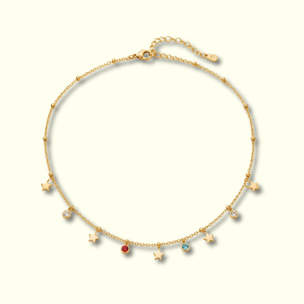 Golden Star & Crystal Charm Necklace