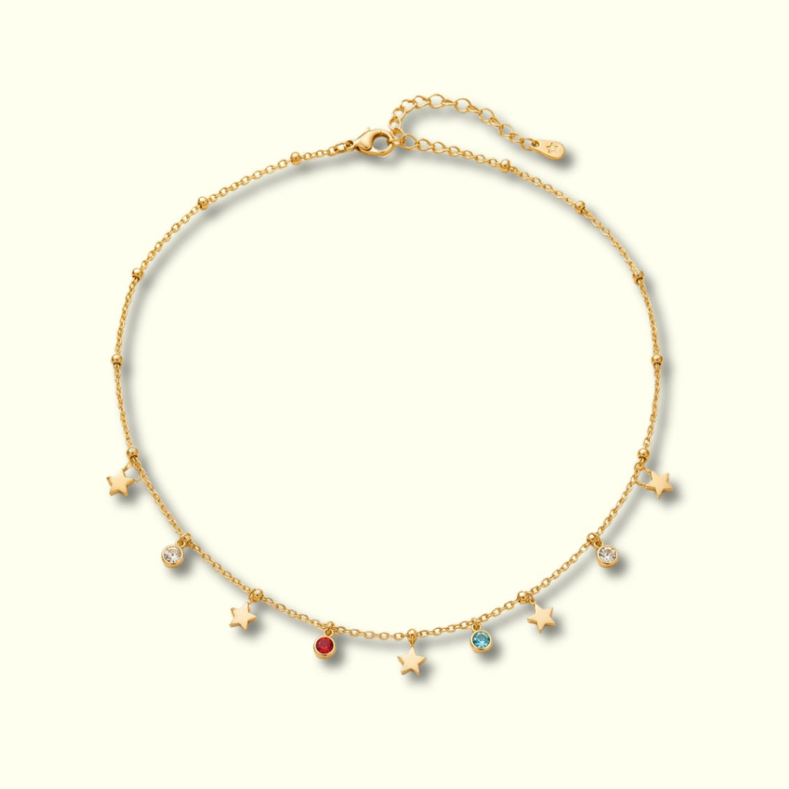 Golden Star & Crystal Charm Necklace
