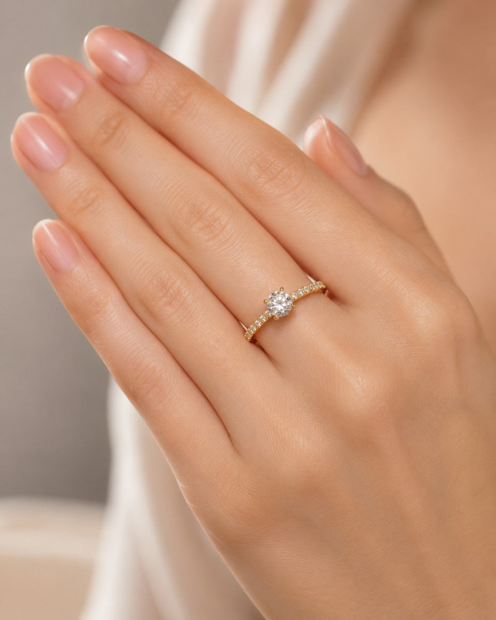Solitaire Glass Stone Ring