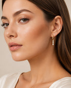 Triple Drop Glass Stone Hoop Earrings