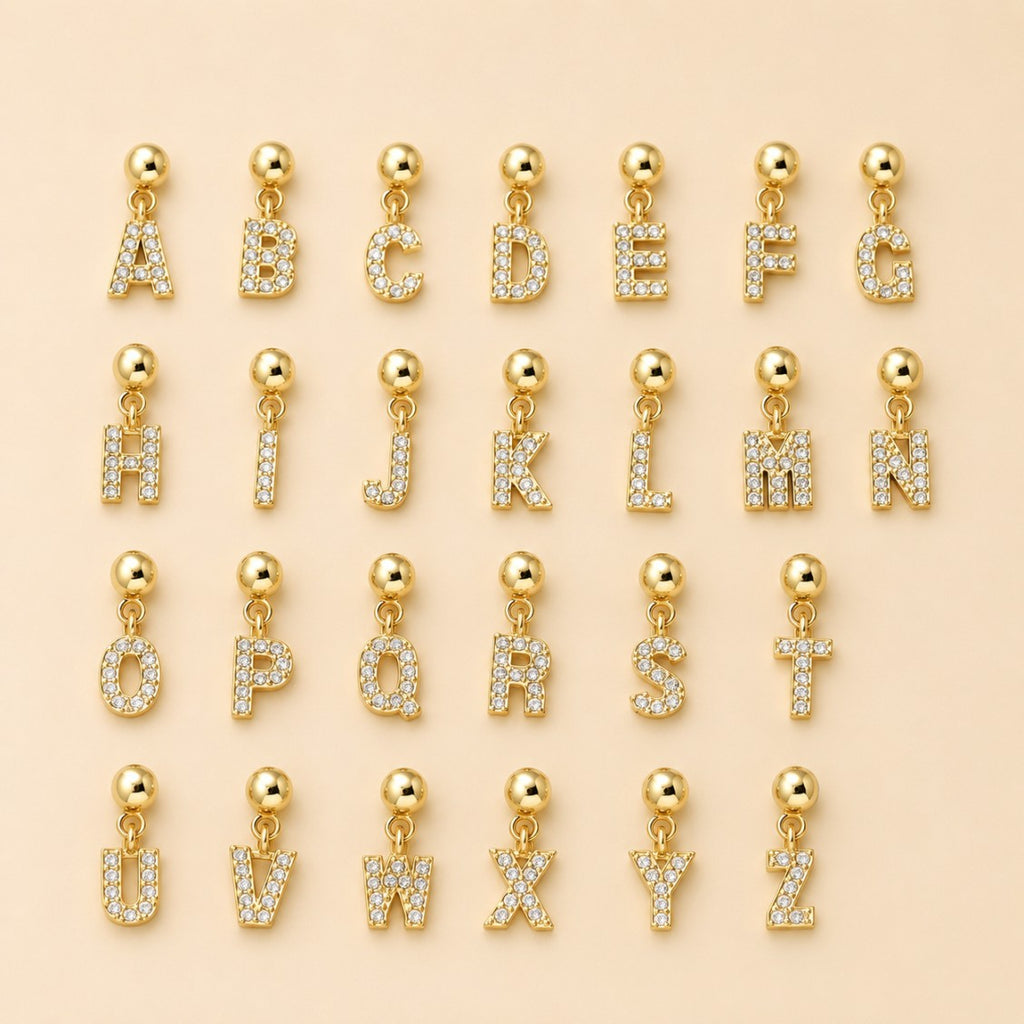 Glass Stone Initial Letter Necklace