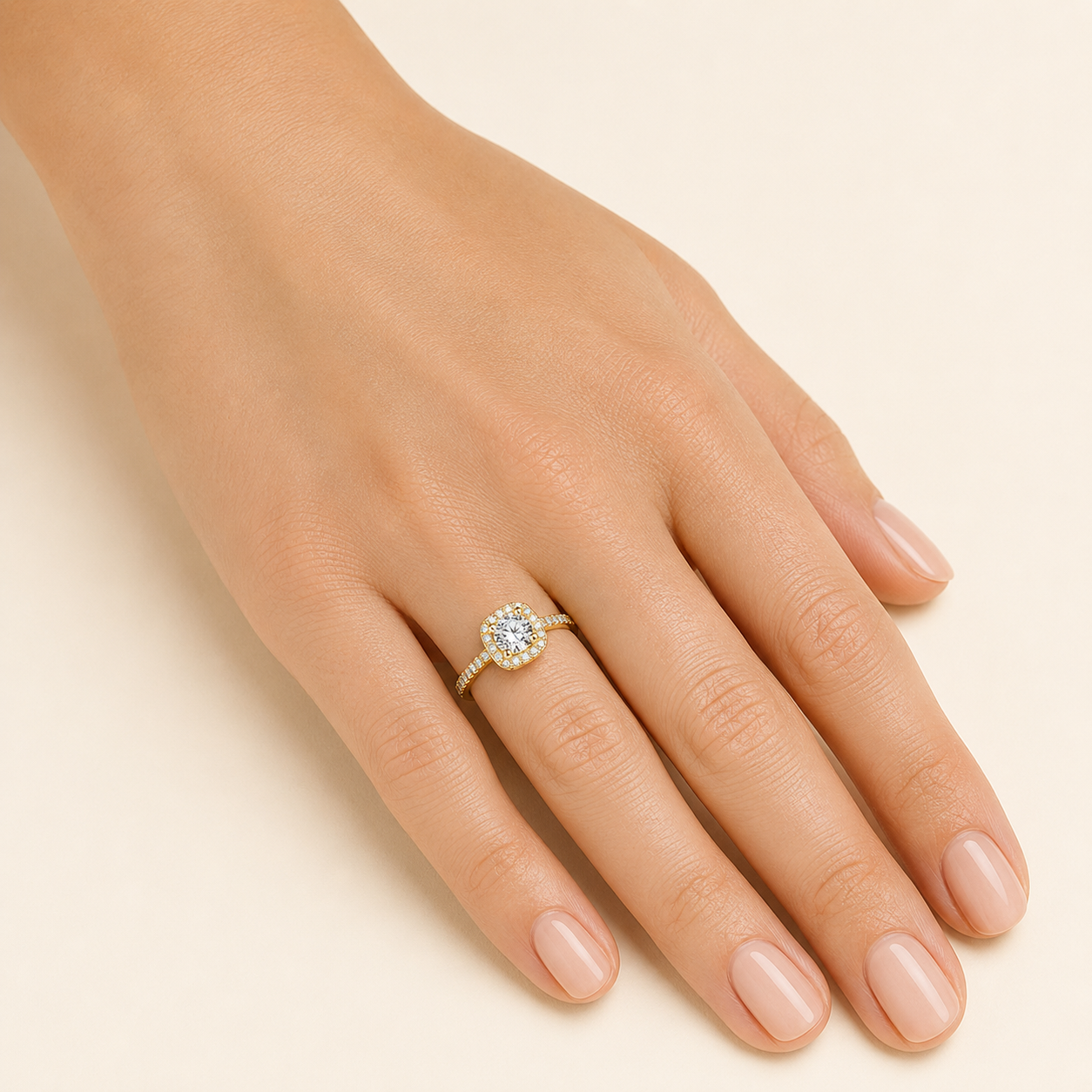 Square Glass Stone Ring