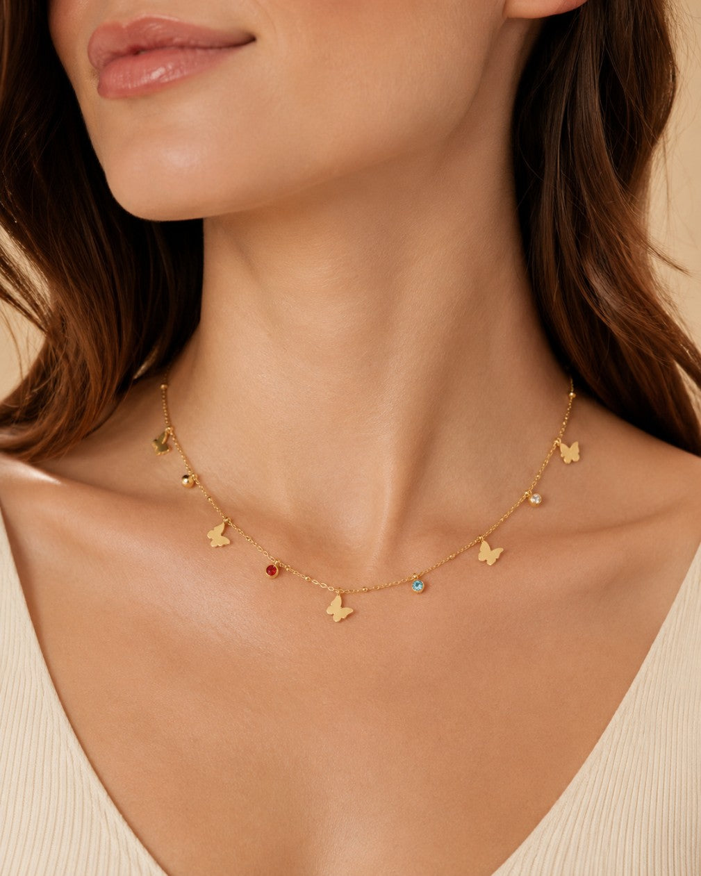 Golden Butterfly Charm Necklace