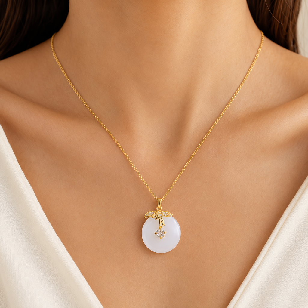 Ivory Botanical Disc Necklace