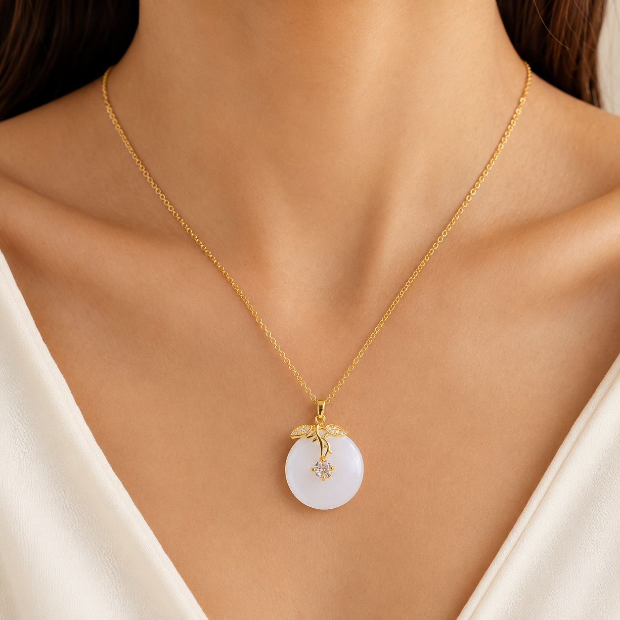 Ivory Botanical Disc Necklace