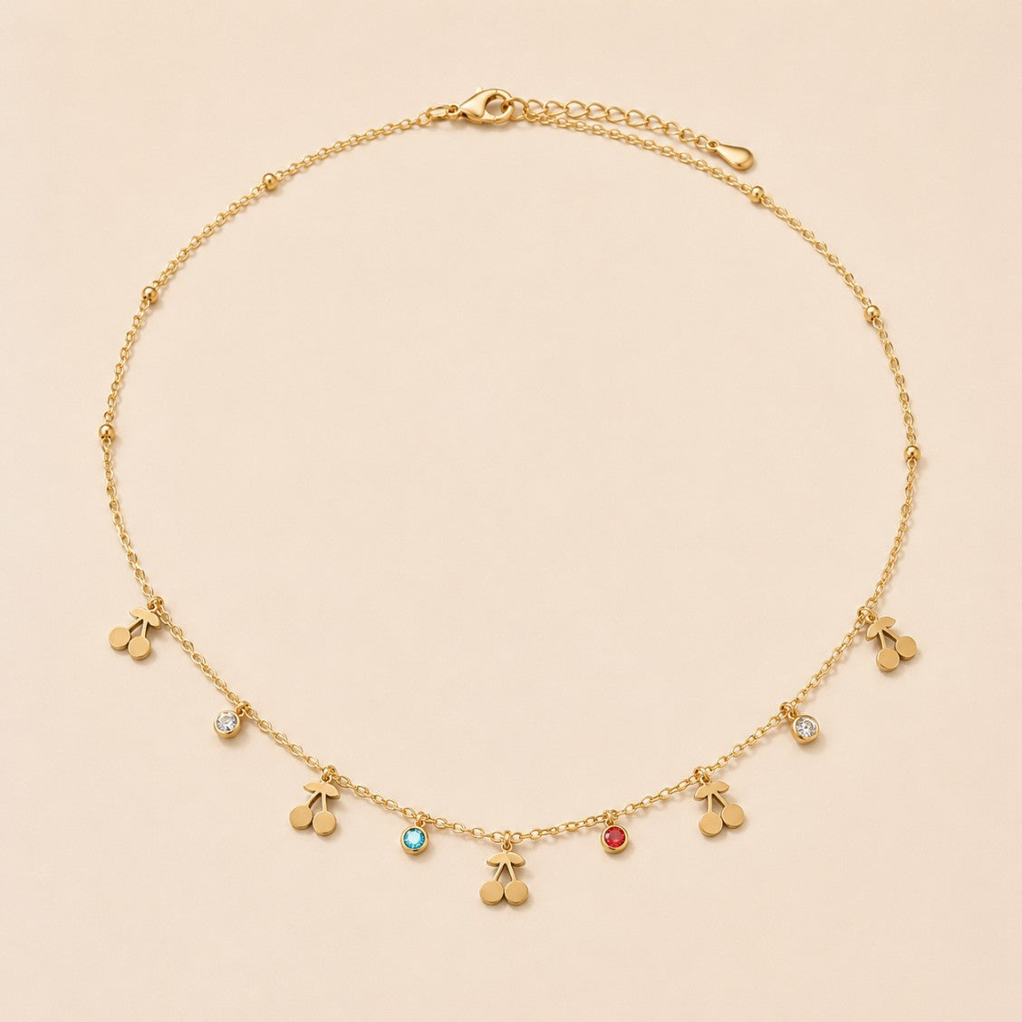 Golden Cherry Charm Necklace