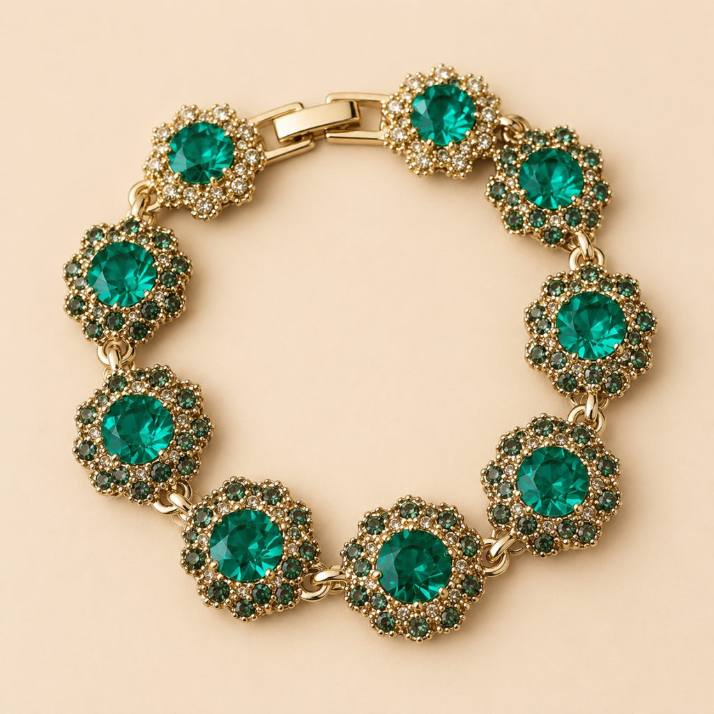Emerald Green Glass Stone Bracelet